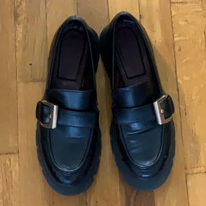 Zara platform loafers black